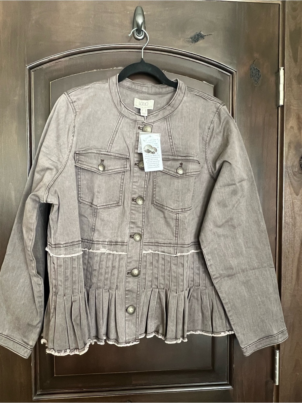 LOGO by Lori Goldstein Jean Jacket Brown